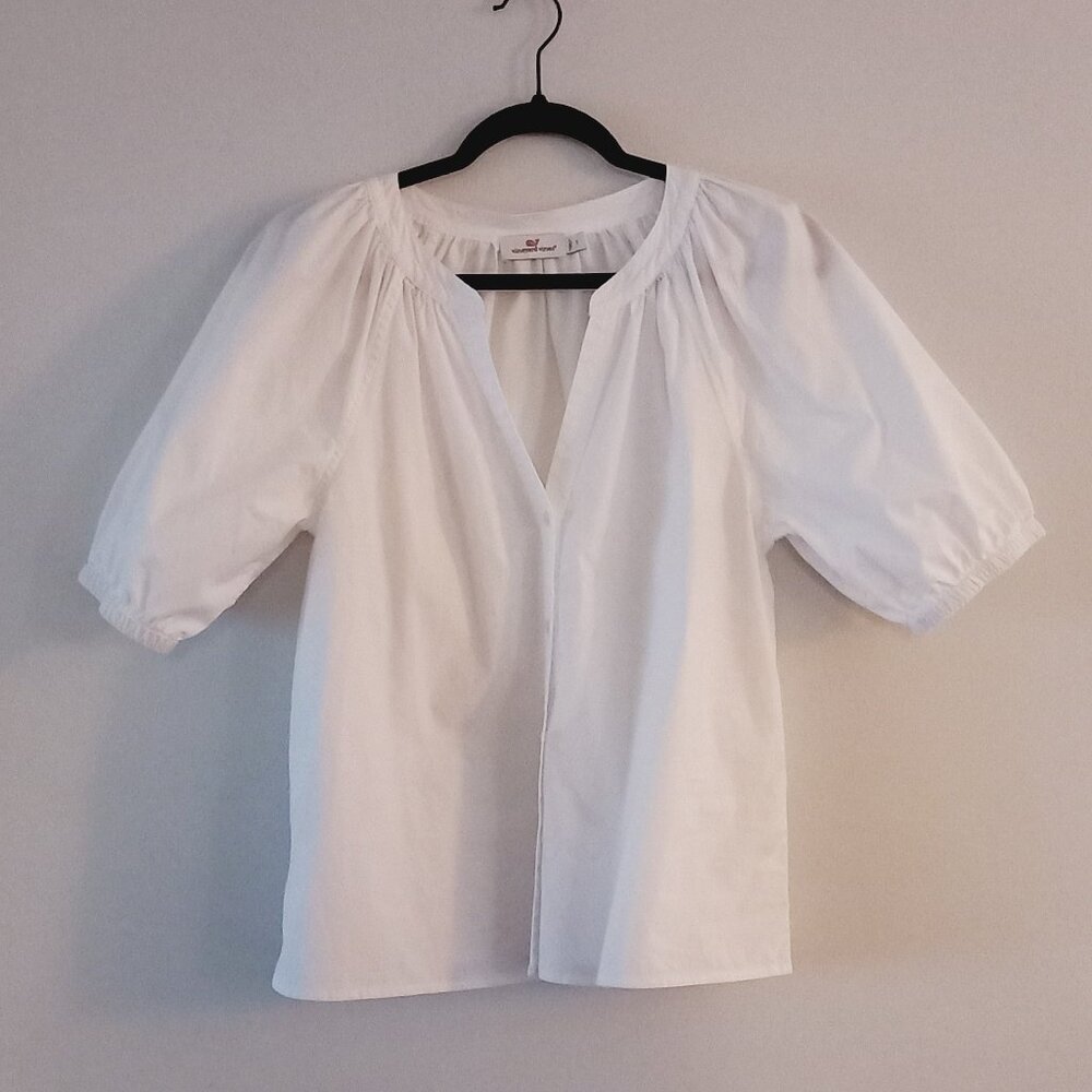 VINEYARD VINES white cotton puff sleeve blouse